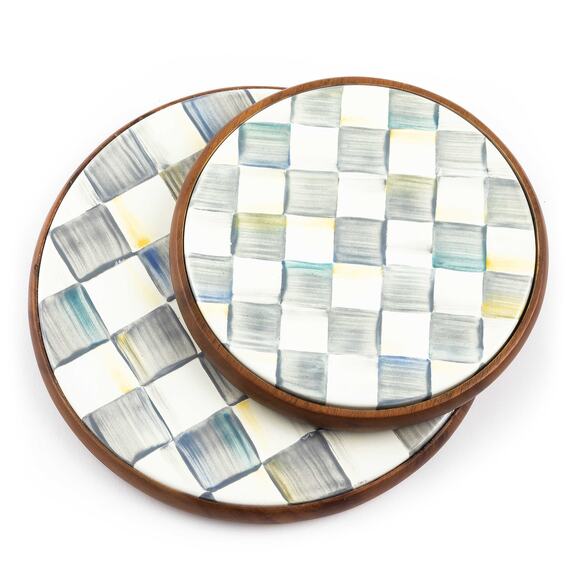 Brand New Mackenzie-Childs Sterling Check Enamel Trivet - Picture 2 of 3